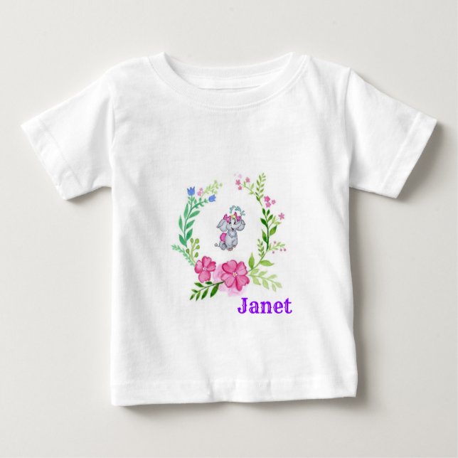 T-shirt Pour Bébé Chemise bébé éléphant floral (Devant)