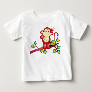 T-shirt Pour Bébé Chemise bébé singe rouge doux
