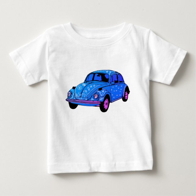T-shirt Pour Bébé Chemise Bleu Boho Fine Jersey T-Shirt, Blanc (Devant)