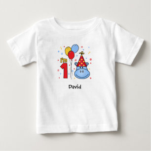 T-shirt Pour Bébé Chemise bleu Hippo visage premier anniversaire béb