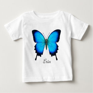 T-shirt Pour Bébé Chemise bleue de bébé de papillon de machaon