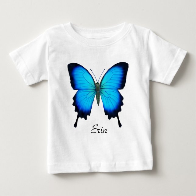T-shirt Pour Bébé Chemise bleue de bébé de papillon de machaon (Devant)