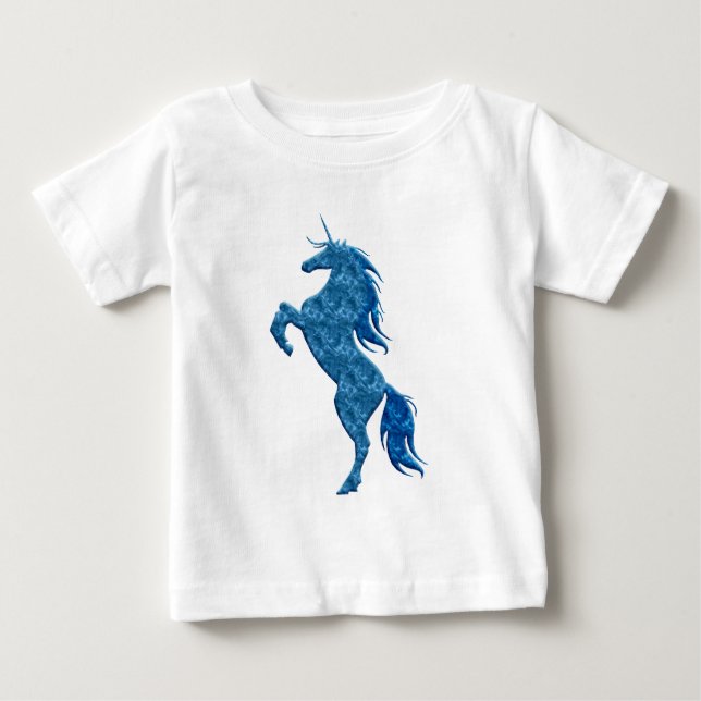 T-shirt Pour Bébé Chemise bleue Unicorn Fire (Devant)