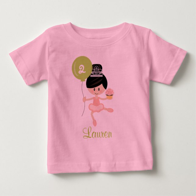 T-shirt Pour Bébé Chemise d'anniversaire Ballerina asiatique (Devant)