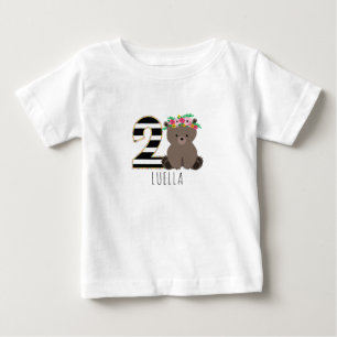 T-shirt Pour Bébé Chemise d'anniversaire de bébé de rayures florales