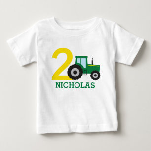 T-shirt Pour Bébé Chemise d'anniversaire personnalisée du tracteur a