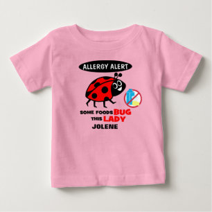T-shirt Pour Bébé Chemise de coccinelle d'alerte d'allergie de