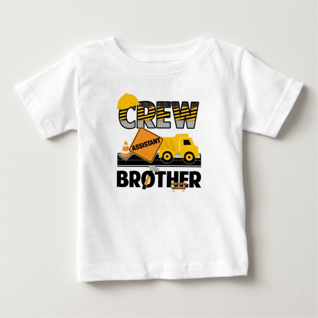 T-shirt Pour Bébé Chemise de construction, Camion de vidage Annivers (Devant)
