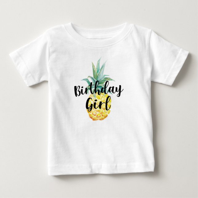 T-shirt Pour Bébé Chemise de fille d'anniversaire d'ananas (Devant)