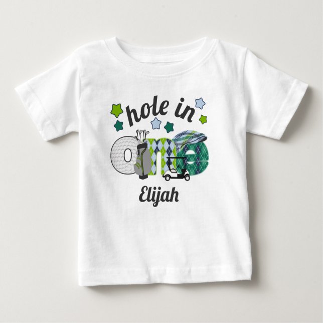 T-shirt Pour Bébé Chemise de garçon d'anniversaire Hole in One Chemi (Devant)
