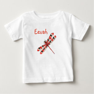 T-shirt Pour Bébé Chemise de nom personnalisé de libellule rouge