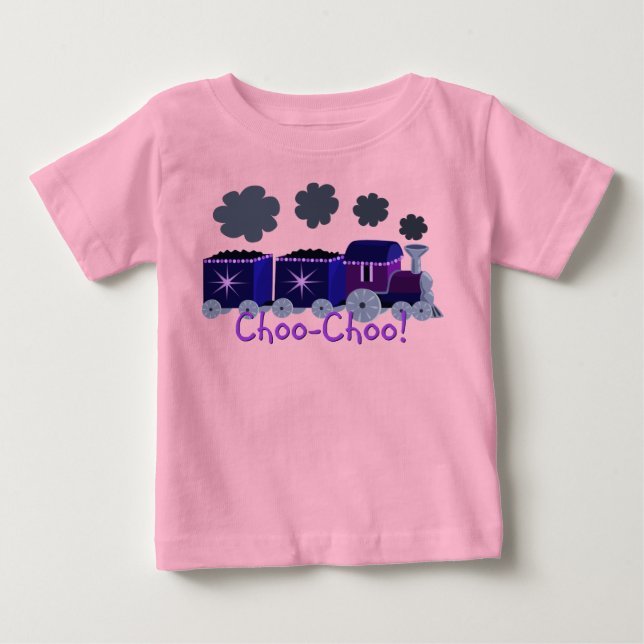 T-shirt Pour Bébé Chemise de train Purple Choo Choo (Devant)