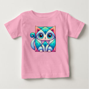 T-shirt Pour Bébé Chemise d'illustration de chat carré, Chat aux gro