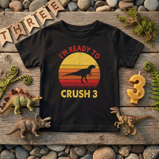 T-shirt Pour Bébé Chemise Dino Anniversaire Prêt à Ecraser 3