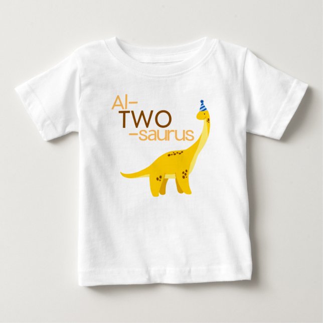 T-shirt Pour Bébé Chemise Dinosaure Al-TWO-saurus deuxième anniversa (Devant)