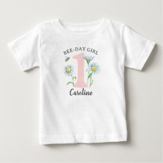 T-shirt Pour Bébé Chemise Fille Bee-Day avec roses et marguerites
