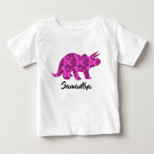 Chemise fille personnalisée Dinosaure rose vif