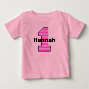 T-shirt Pour Bébé Chemise fille rose rayé premier anniversaire