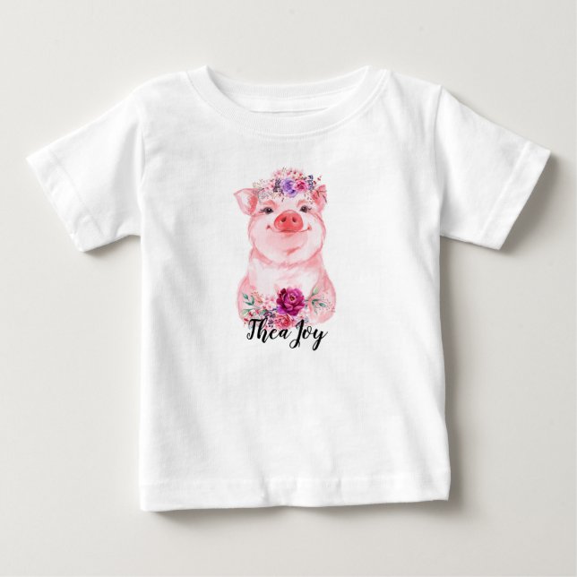 T-shirt Pour Bébé Chemise florale de porc de bébé (Devant)