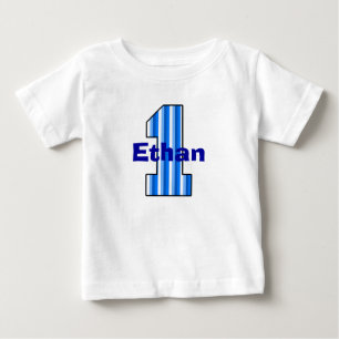 T-shirt Pour Bébé Chemise Garçon Première Anniversaire Bleue rayée