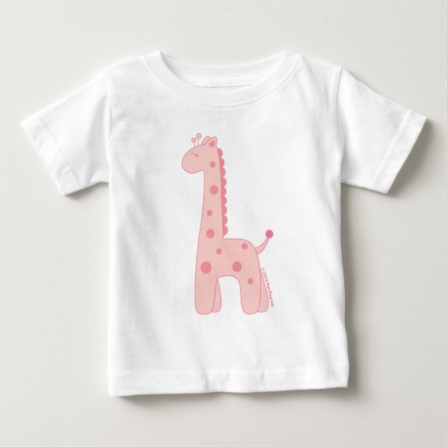 T-shirt Pour Bébé Chemise Giraffe Rose (Devant)
