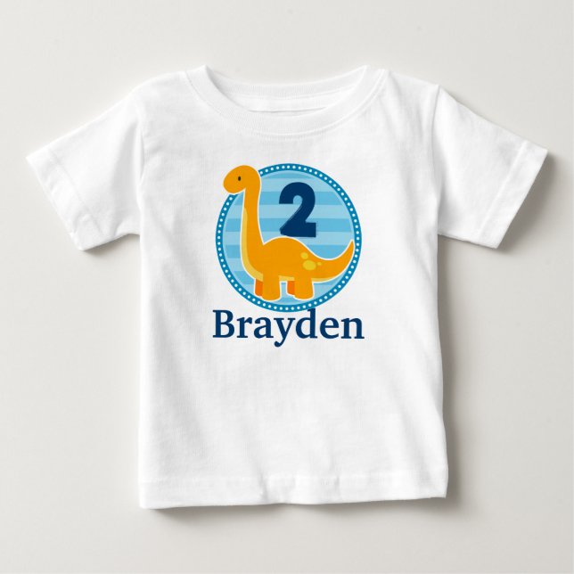 T-shirt Pour Bébé Chemise orange d'anniversaire de dinosaure pour (Devant)