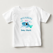 Chemise personnalisée bleu requin pour bébé avec n