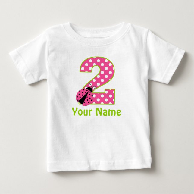 T-shirt Pour Bébé Chemise personnalisée Pink Green 2 Anniversaire (Devant)