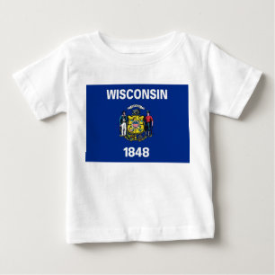 T-shirt Pour Bébé Chemise T bébé avec Drapeau du Wisconsin, U.S.A.