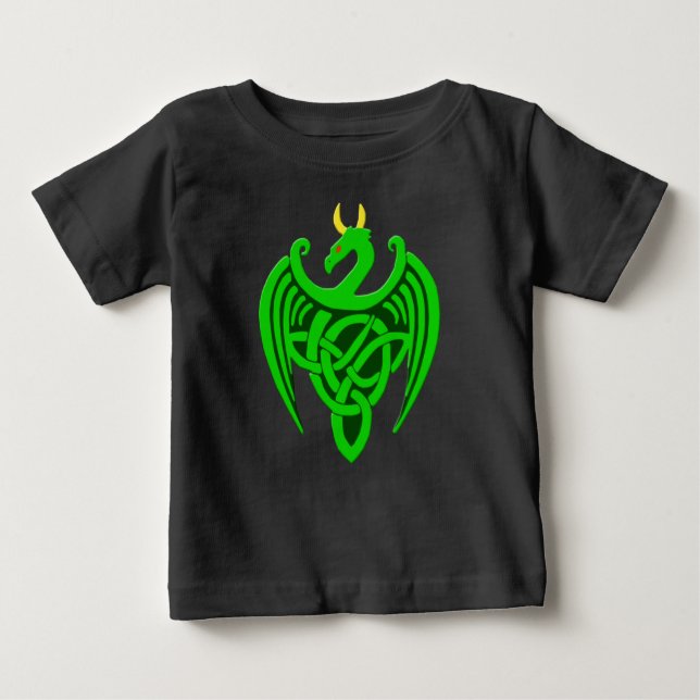 T-shirt Pour Bébé Chemise T Bébé Dragon Celtique Vert (Devant)