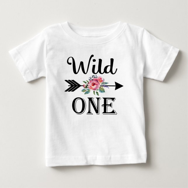 T-shirt Pour Bébé Chemise Wild one flèche florale 1er anniversaire (Devant)