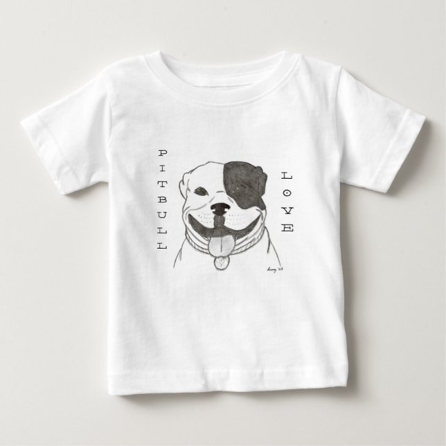 T-shirt Pour Bébé Chemises d'amour Pitbull (Devant)
