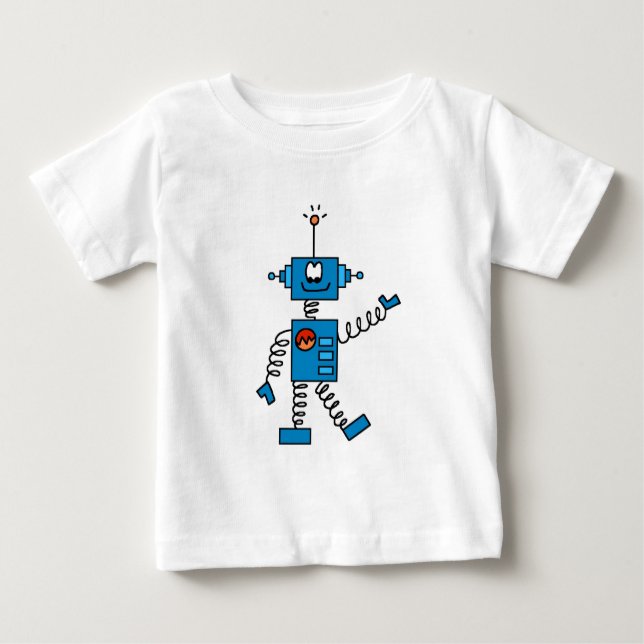 T-shirt Pour Bébé Chemises et cadeaux Robot Bleu (Devant)