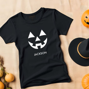 T-SHIRT POUR BÉBÉ CHER JACK-O'-LANTERN CITROUILLE FACE NOM PERSONNAL