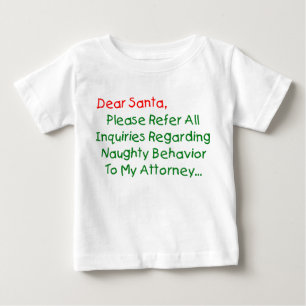T-shirt Pour Bébé Cher Procureur Père Noël - Lettre de Noël drôle