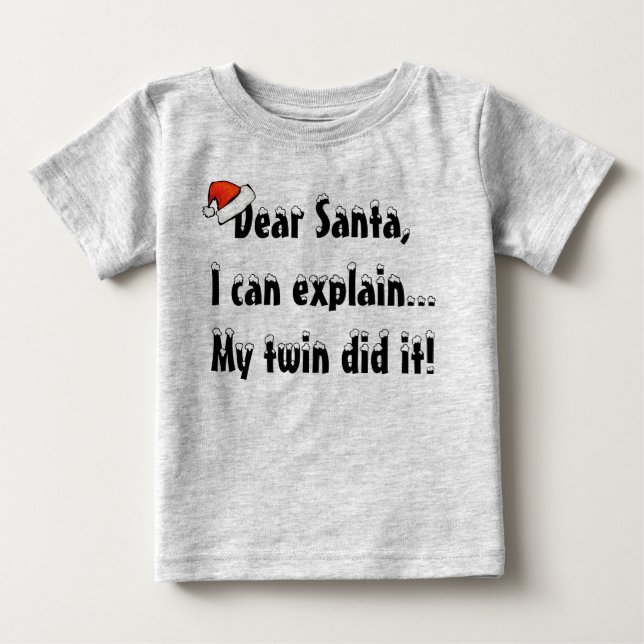 T-shirt Pour Bébé Chère Chemise Père Noël Twin (Devant)