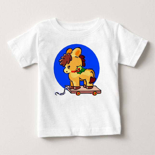 T-shirt Pour Bébé Cheval à godets de Noël (Devant)