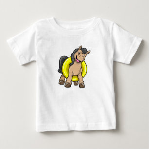 T-shirt Pour Bébé Cheval à la plage avec bouée