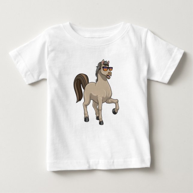 T-shirt Pour Bébé Cheval avec lunettes de soleil (Devant)