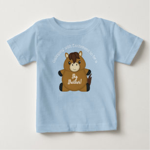 T-shirt Pour Bébé Cheval Baby shower bleu