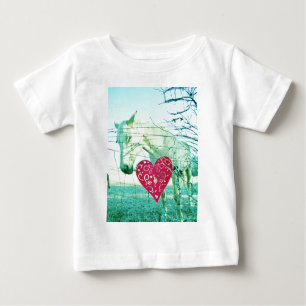 T-shirt Pour Bébé Cheval Blanc Coeur Rouge Saint Valentin