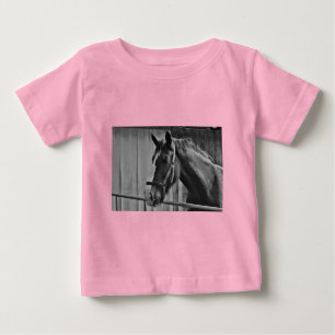 T-shirt Pour Bébé Cheval blanc noir - Art de la photographie animale
