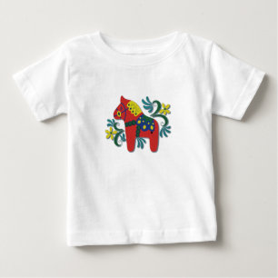 T-shirt Pour Bébé Cheval coloré de Dala de Suédois