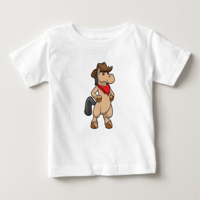 T-shirt Pour Bébé Cheval comme Cowboy (Devant)