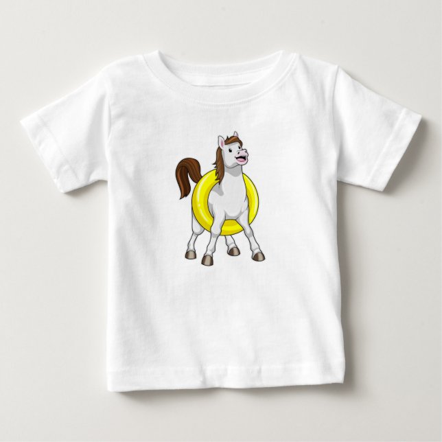 T-shirt Pour Bébé Cheval comme nageur avec Lifebouy (Devant)