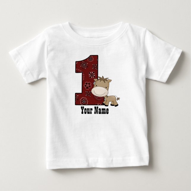 T-shirt Pour Bébé Cheval Cowboy pour le premier anniversaire (Devant)