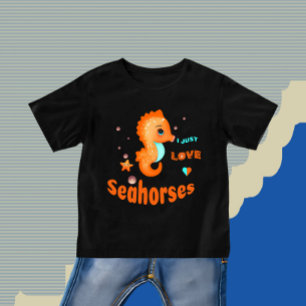 T-shirt Pour Bébé Cheval de mer à l'orange