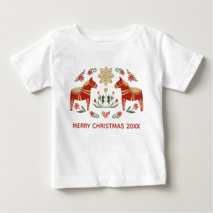 T-shirt Pour Bébé Cheval de Noël