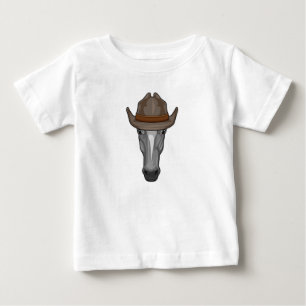 T-shirt Pour Bébé Cheval en cowboy avec chapeau