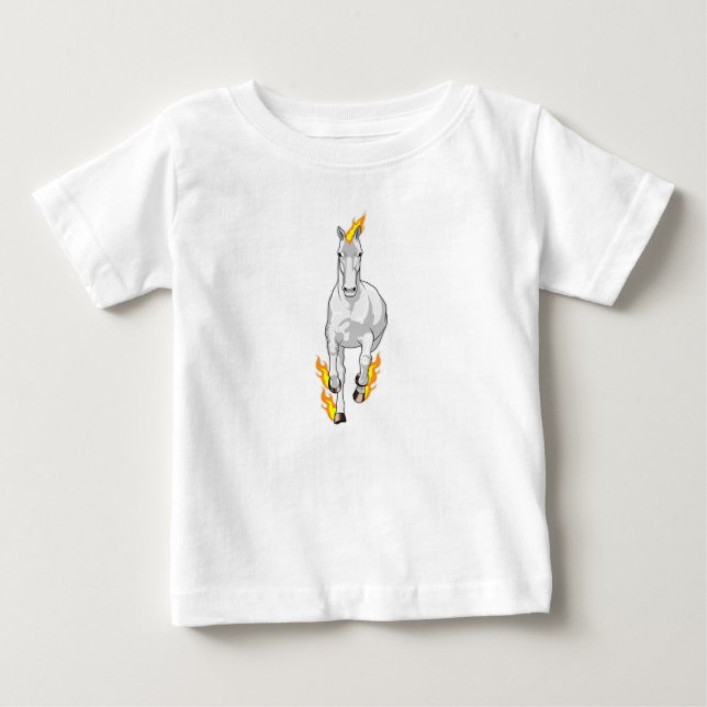 T-shirt Pour Bébé Cheval en Flamme (Devant)
